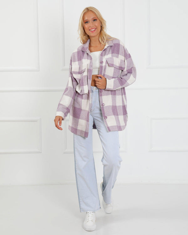 Lilac Checkered Shacket