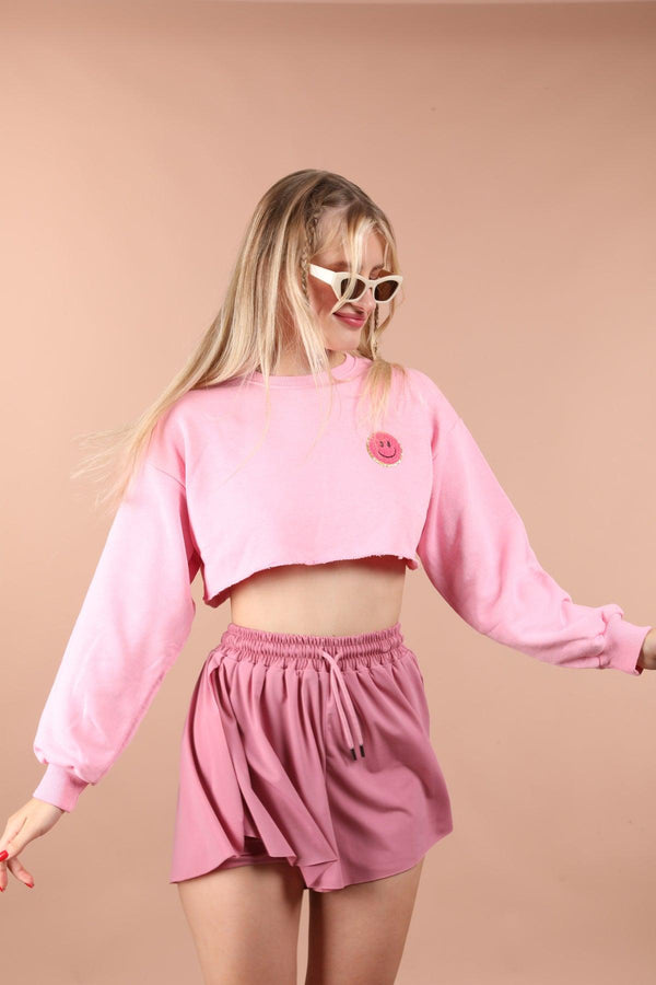 Smiley Crop Sweatshirt