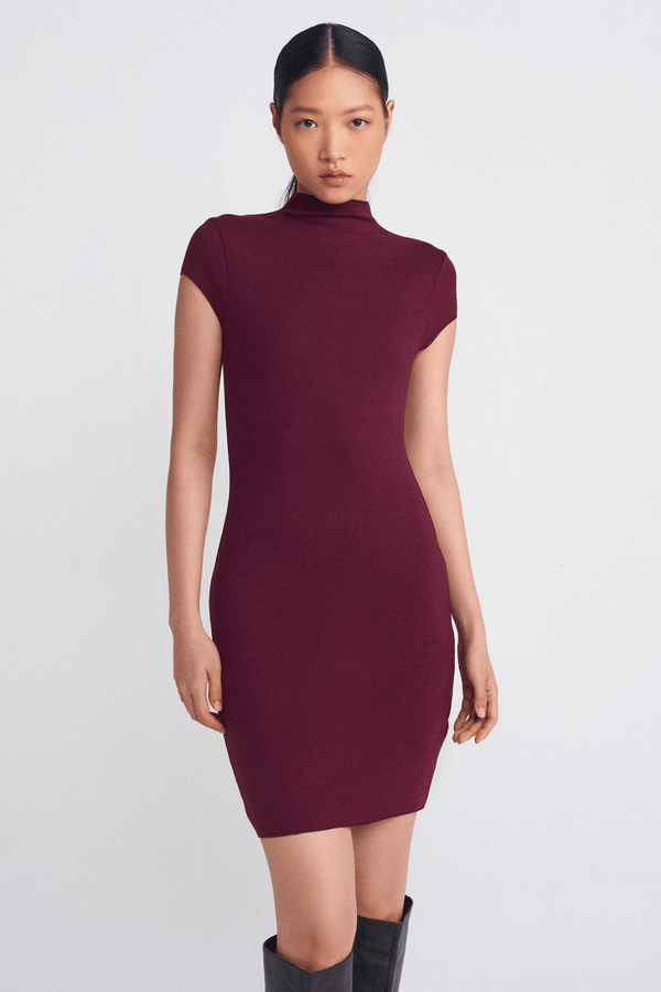 High Neck Stretch Mini Dress