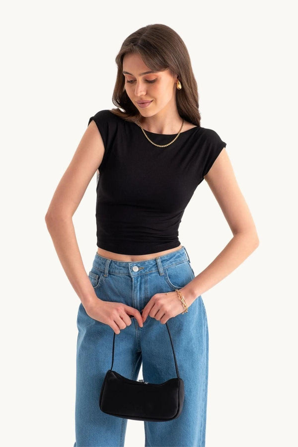 Open Back Crop Blouse