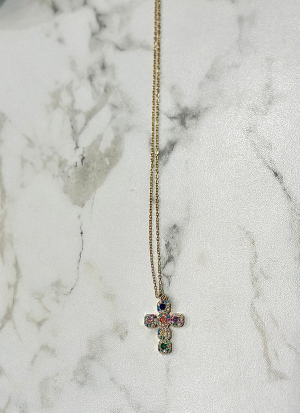 Mini Crystal Cross Necklace