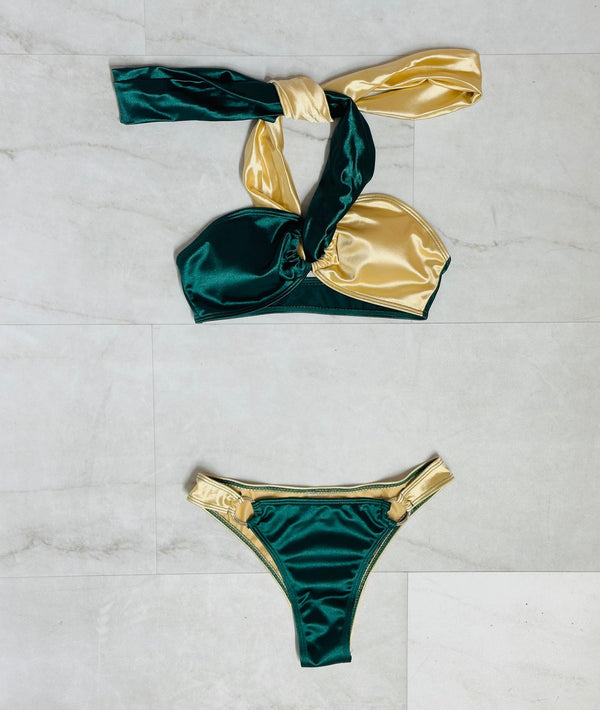 Gold & Green Ring Bikini Top