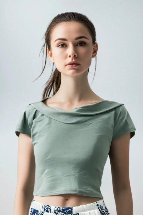 Chic Folded-Collar Crop Top