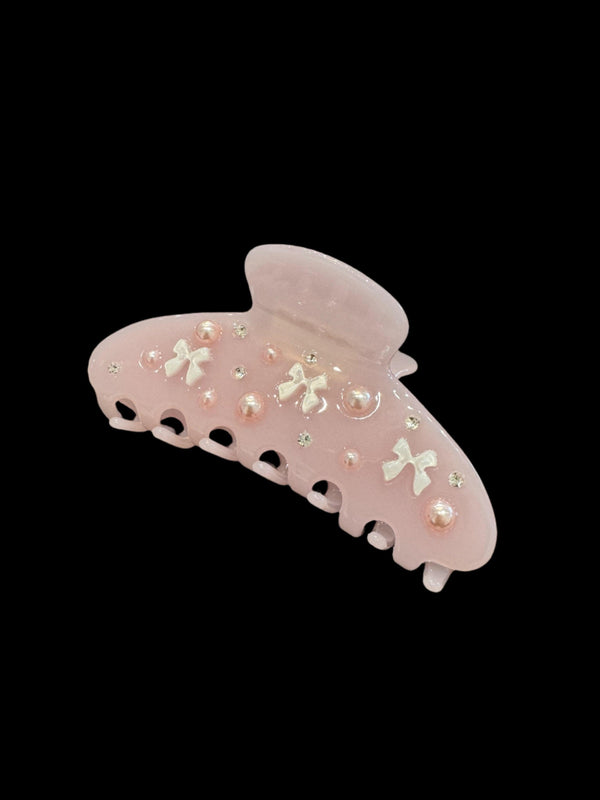 Pink Ribbon & Dots Hair Clips