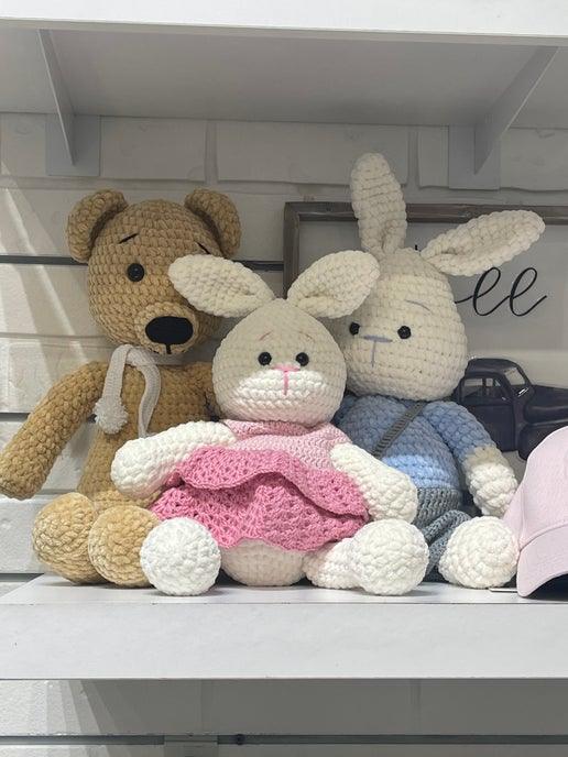 Chenille Stuffed Plush Hand-Knit Animals